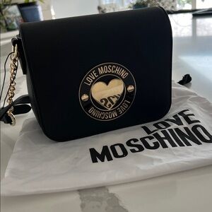 Love Moschino Black and Gold Crossbody Bag
